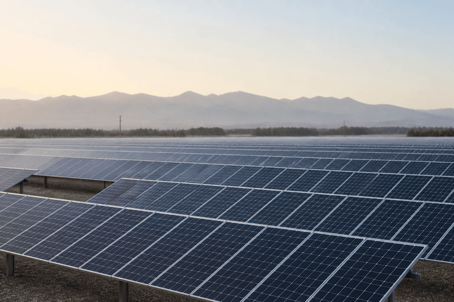 Solar panel rows at a generating site
